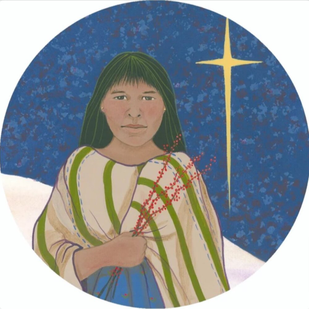 Native American Art on Tile Ornaments - Set of 9 (JEANNE ROREX BRIDGES)